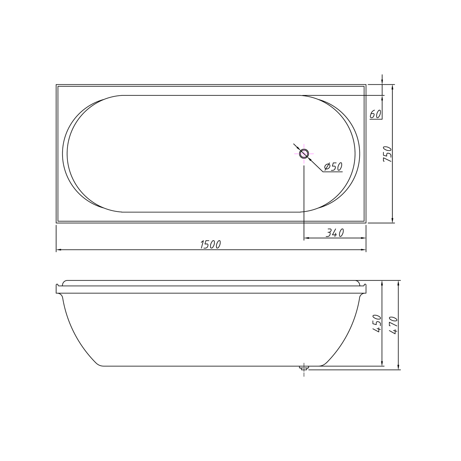 Aquanet Augusta 170х90